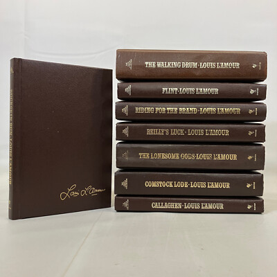 8 Louis L'Amour Collection VTG Leatherettes Book Lot Flint Walking Drum Comstock-image