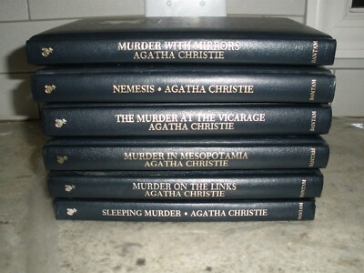 LOT OF 6 AGATHA CHRISTIE LEATHER BOUND MURDER NOVELS HC-image