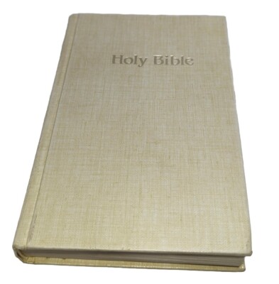 VTG Nelson Holy Bible KJV Christian 1989 Off White Fabric Style Hard Cover -image