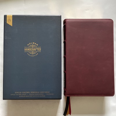 CSB Single-Column Personal Size Bible, Holman Handcrafted Collection, Burgundy-image
