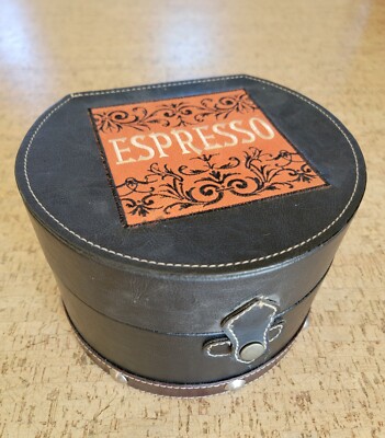 Vintage leather bound espresso storage box-image