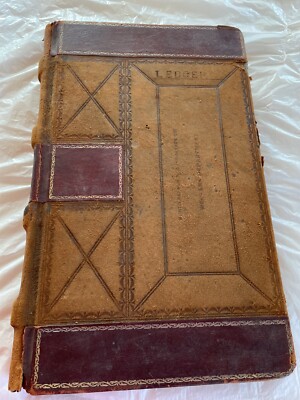 ANTIQUE 1917 LEATHER BOUND LEDGER NORTH BRANCH FIRE INSURANCE Co SUNBURY PA-image