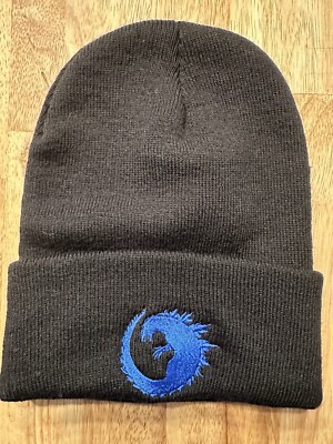 Godzilla Embroidered Custom Black Beanie (Blue Energized Godzilla)-image