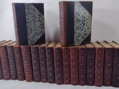 Works of George Eliot Buckner Library Edition Complete 18 Volume Leather Marbled-image
