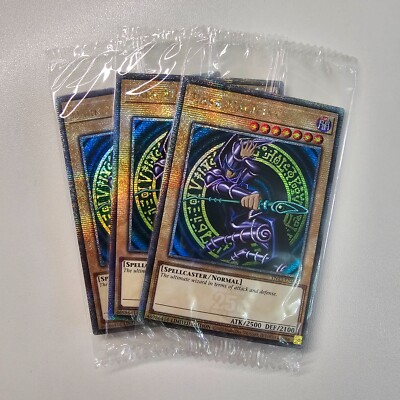 3x TN23 EN001 - Dark Magician - Quarter Century Secret Rare Sealed Playset EURO-image