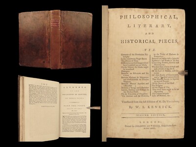 1780 Voltaire Philosophy ISAAC NEWTON Right of War Roger Bacon Moliere Kenrick-image