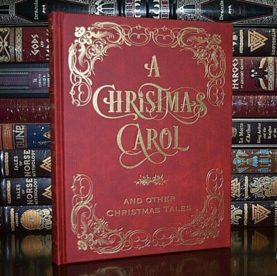 NEW Christmas Carol Other Tales Poems Leather Bound Gilded Collectible Hardcover-image