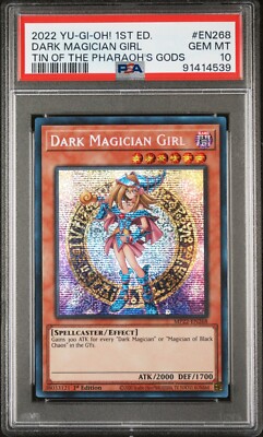 2022 Yugioh Dark Magician Girl Tin of the Pharaoh's Gods 1st Edition PSA 10 GM-image