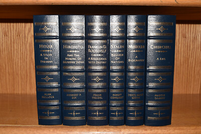 Easton Press 6V WWII LEADERS STALIN ROOSEVELT HITLER HIROHITO 2002 LEATHER FINE!-image