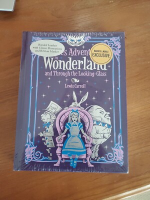 ❤️Alice’s Adventures in Wonderland & Through The Looking Glass Leather Bound NEW-image