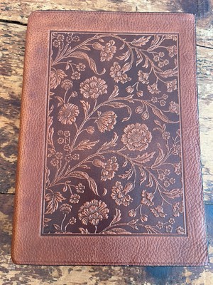 Vintage Paolo Olbi Hand-Made Venetian Leather Bound Scrapbook Embossed-image