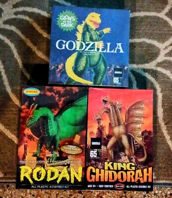 Toho  Movie Monsters lot Godzilla, Rodan and King Ghidorah model kits NIB sealed-image