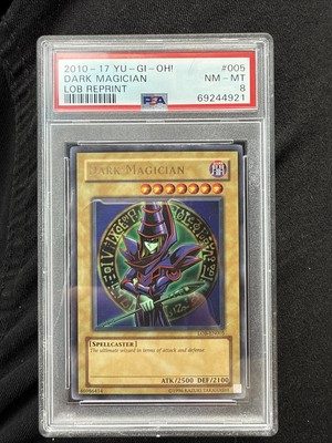 YuGiOh Legend of Blue Eyes - DARK MAGICIAN LOB-005 Reprint Unlimited PSA 8 NM!-image