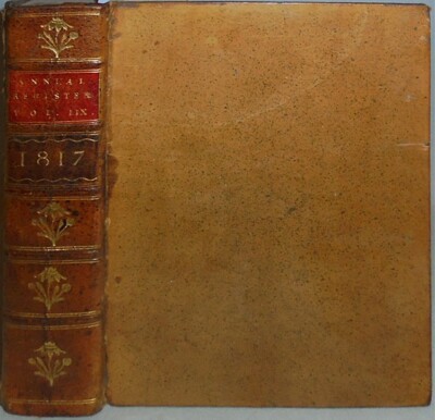 1817 -LEWIS & CLARK/JAMES MADISON/BENJAMIN FRANKLIN-Annual Register Leather Book-image