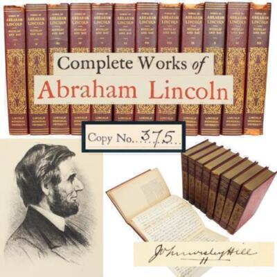 PRESIDENT ABRAHAM LINCOLN Complete WORKS Speeches Leather 1895 NICOLAY HAY 12vol-image