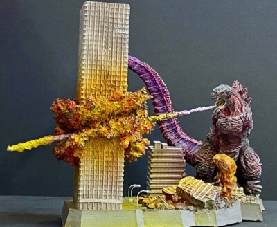 110mm Resin Model Kit Godzilla Destroys City Finished Painted-image