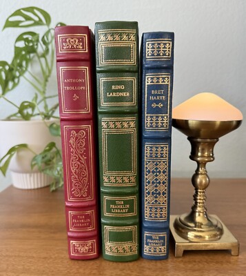 Lot Of 3 Franklin Library Limited Ed. Leather Bound Books Harte Trollop Lardner-image