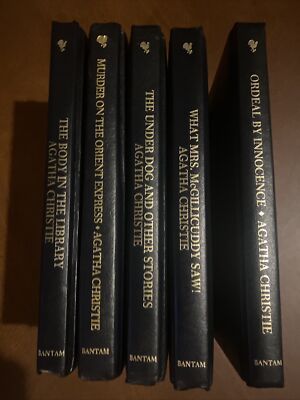 Lot of 5 THE AGATHA CHRISTIE MYSTERY COLLECTION Books Bantam Leatherette Perfect-image