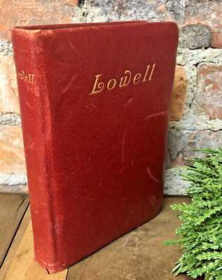 Vintage Leather Poetry Book Gilt Edges POEMS by James R Lowell Antique 1916-image