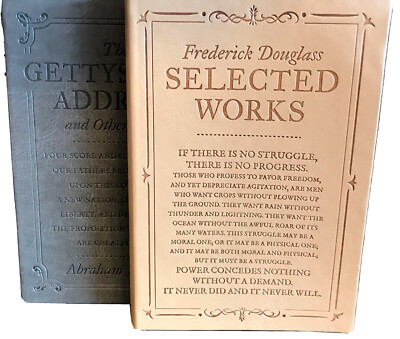 ❤️THE GETTYSBURG ADDRESS / FREDERICK DOUGLASS SELECTED WORKS Set /2 Faux Leather-image
