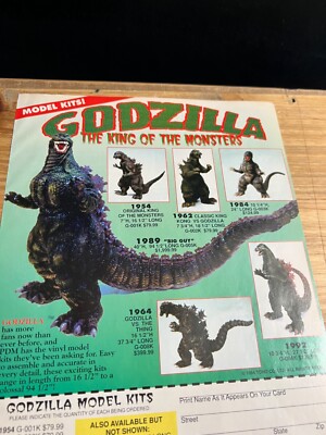 1996 VINTAGE 8X11 PRINT Ad FOR TOHO GODZILLA MODEL KITS 