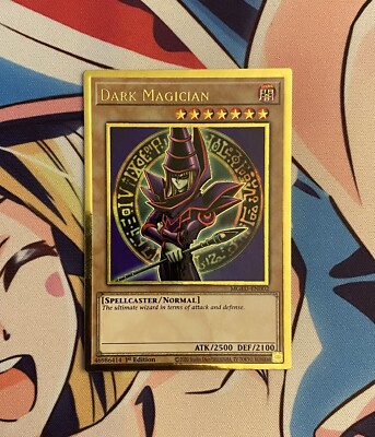 Yugioh! Dark Magician - MGED-EN002 - Premium Gold Rare - 1st Edition Near Mint, -image