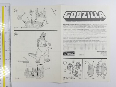 MONOGRAM 1978 GODZILLA MODEL KIT ASSEMBLY INSTRUCTIONS KIT 6300-image