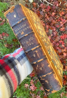 Atlantic Monthly 1866 Vol XVII Civil War Leather Bound Book  Booth Johnson-image