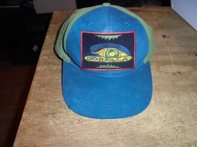 Vintage Godzilla Movie Hat Youth Snapback Blue Green Baseball Cap 1998 Y2K-image
