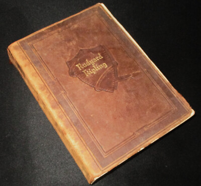1933 Leather WORKS OF RUDYARD KIPLING One Volume Edition w/ tooled leather cover-image