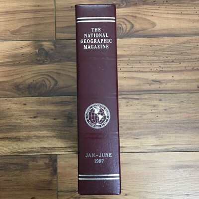 NATIONAL GEOGRAPHIC FAUX LEATHER BOUND SLIP CASE January-June 1987-image