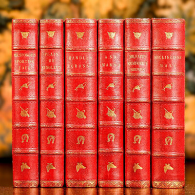 Fab Collection Works by Robert Smith Surtees Antique Leather Spine Books Horse-image