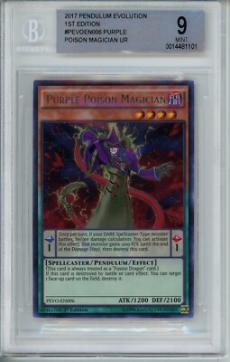 2017 Yugioh Purple Poison Magician PEVO-EN006 Ultra Rare 1st Ed BGS 9-image