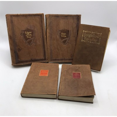 Palgrave Longfellow Wilde Shakespeare Poe Lot of 5 Soft Leather Covered Books-image