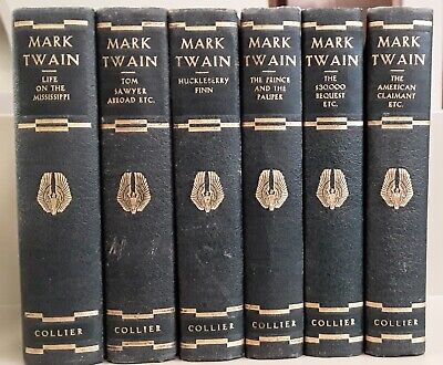 Mark Twain 6 Vol 1920s Collier Authorized Edition gr leather G+ 240827-image
