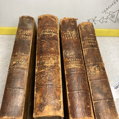 Set of 4 Varld’s Litteraturen 1927 Leather Bounded Stockholm  -image