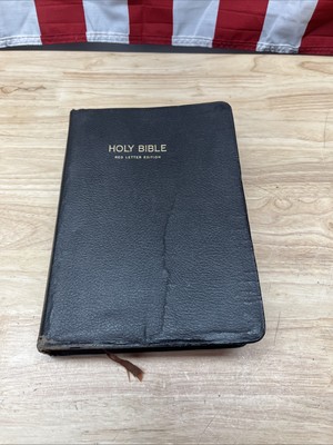Vintage Holy Bible References Large Print Red Letter Leather Bound 1960s-image
