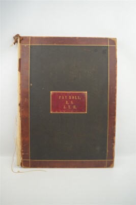Antique Merrimack Manufacturing Co Payroll Ledger Blank Leather-bound M. Monroe-image