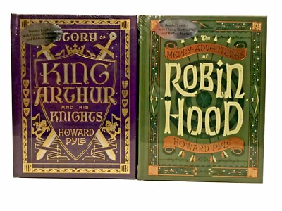 ❤️SET OF 2 Leather Bound Books KING ARTHUR & HIS KNIGHTS / ROBIN HOOD   NEW -image