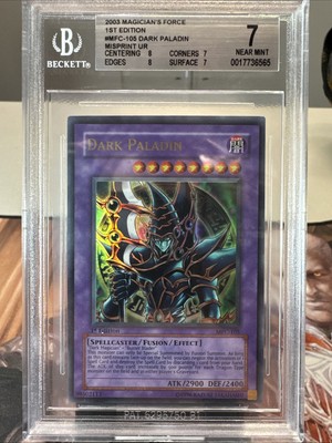 Yugioh 2003 Dark Paladin 1st Edition MFC-105 Mint Ultra Rare Error Art BGS 7-image