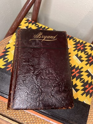 Antique Embossed Leather Bound Poems Of William Cullen Bryant 1880s Gold Gilt-image