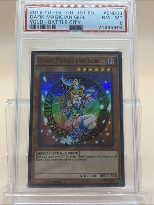 PSA 8 Dark Magician Girl 2015 Yugioh! YGLD-ENB03 Battle City NM-MT 1st ED-image