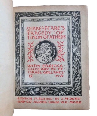 Leather bound Shakespeare's Tragedy of Timon Of Athens 1902 - Rare & Collectible-image